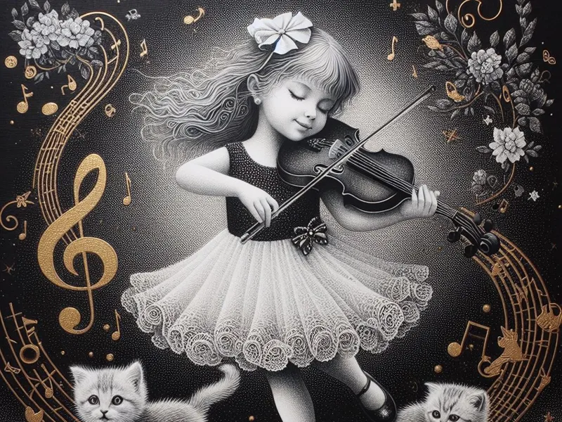 Happy girl with violin