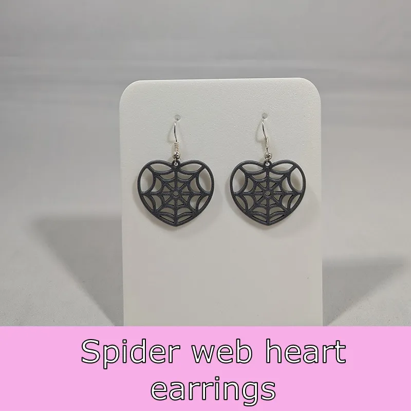 Webbed heart earrings V2 (rounder) view 2