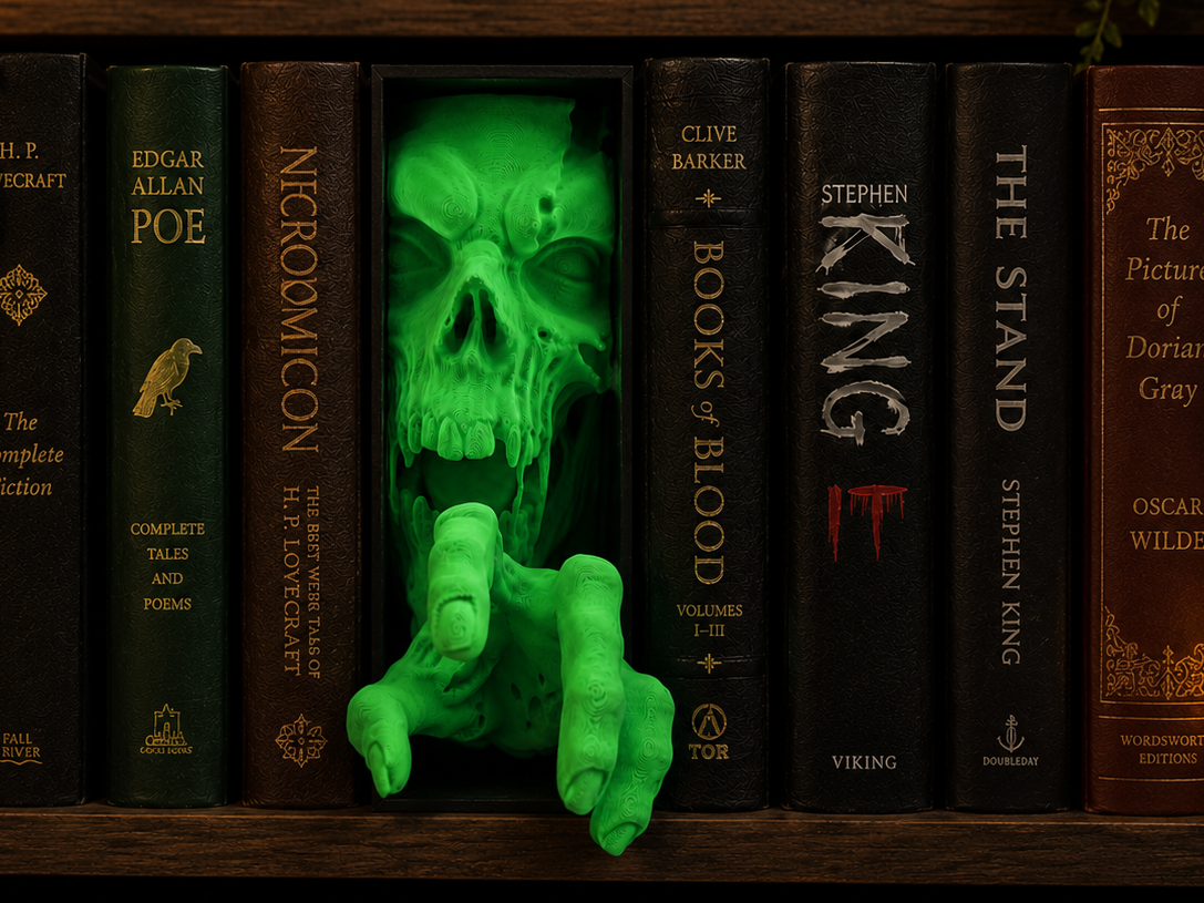 Zombie Skull Book Nook Horror Hand Bookshelf