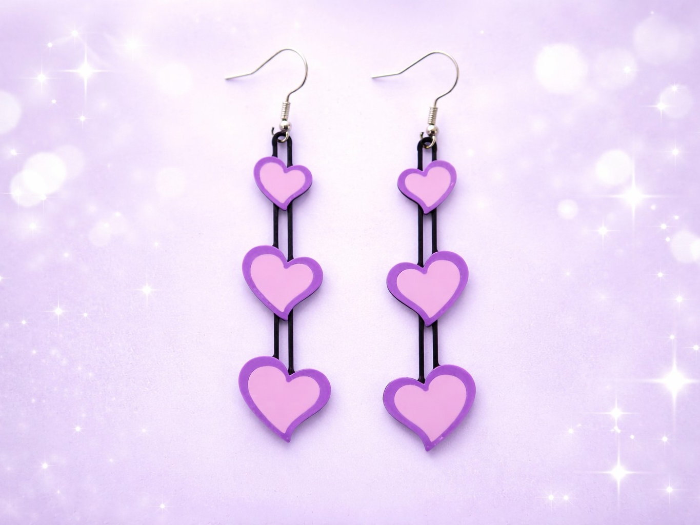 Triple Heart Drop Earrings - Valentine's Day