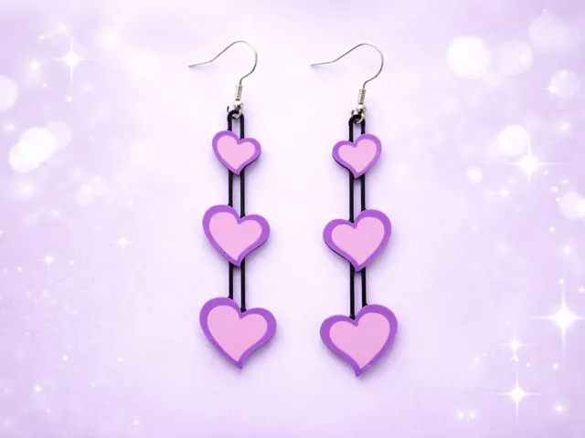 Triple Heart Drop Earrings - Valentine's Day