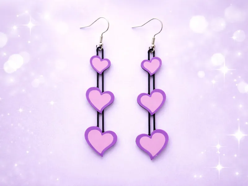 Triple Heart Drop Earrings - Valentine's Day