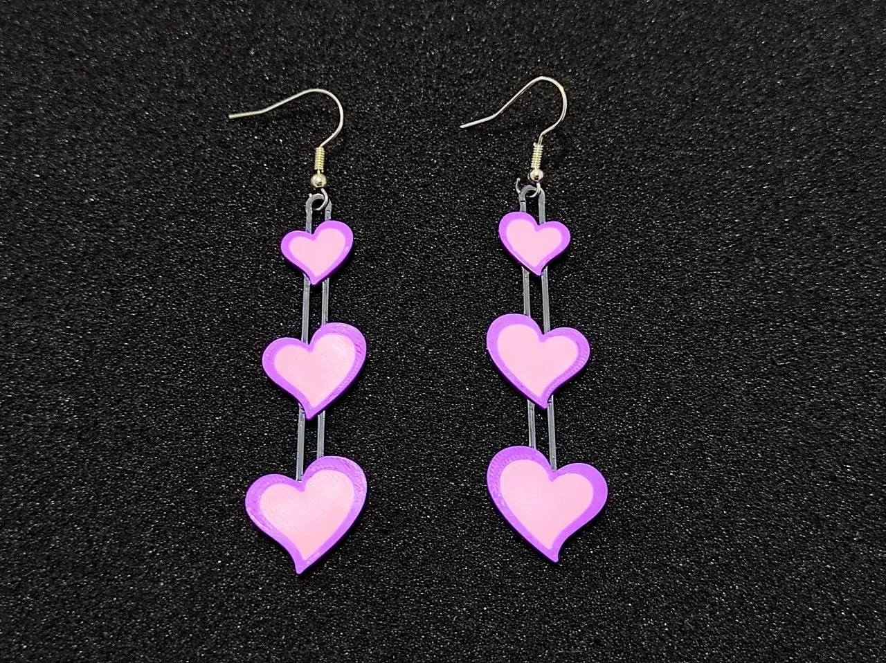 Triple Heart Drop Earrings - Valentine's Day view 2