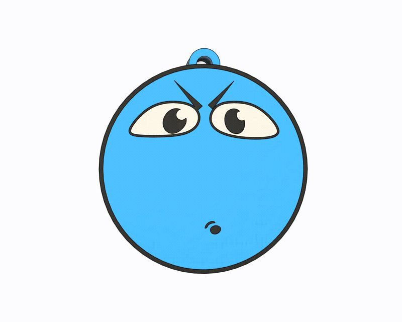 Blue Emoji - Hmmm Keychain, Earring, Bagcharm