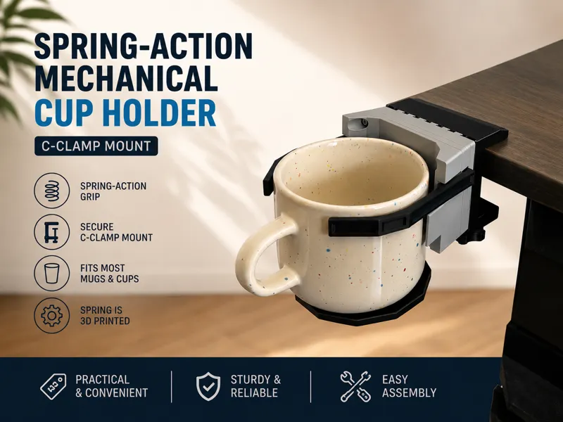 Spring-Action Mechanical Cup Holder Overengineered
