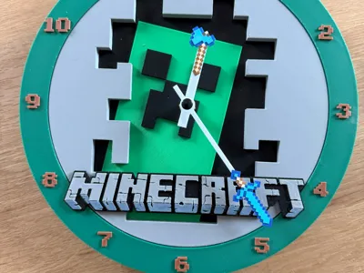 Minecraft Clock with Printed Hands