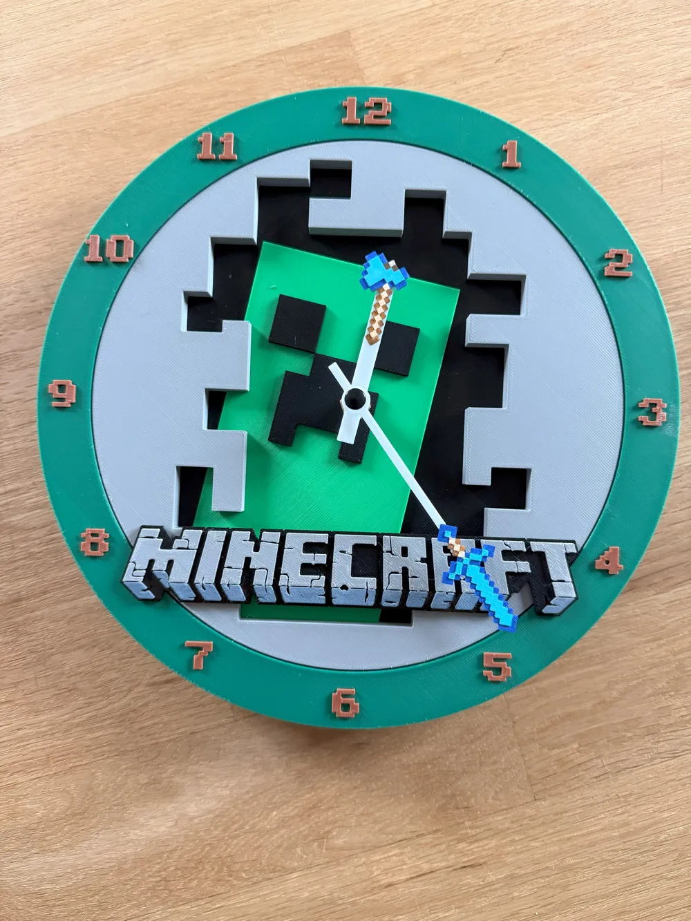 Minecraft Clock Numbers Design Minecraft Clock with Printed Hands by Toadds MakerWorld: Download Free ...