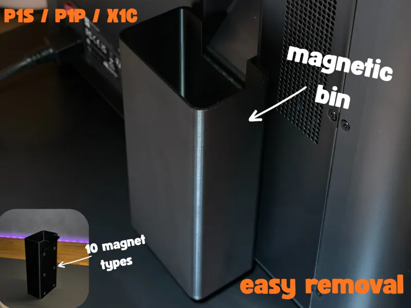 magnetic bin for P1S / P1P / X1C // Abfallbehälter