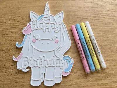 Ausmalbild Happy Birthday Einhorn