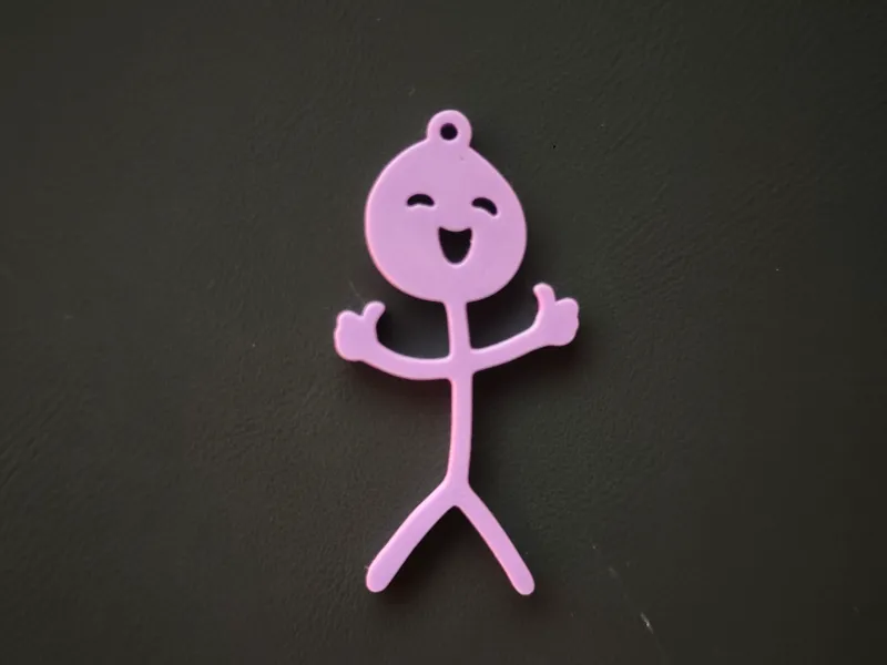 Thumb up smirk stickman keychain
