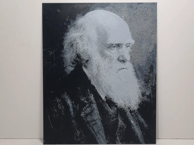 Charles Darwin Hueforge Portrait - 3-Color Graysc.