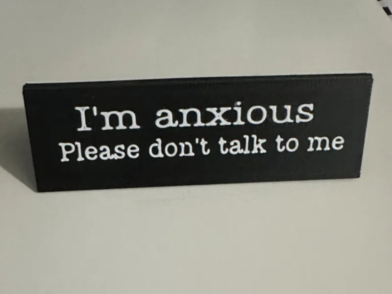anxiety sign desk name tag (don't talk to me)