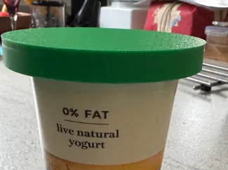 Lid / cap for plastic yogurt (yoghurt) container