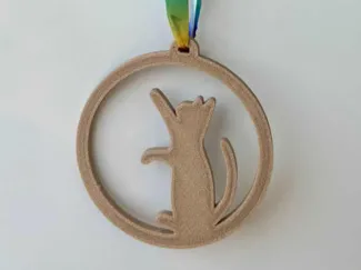 Wooden Cat Ornament - Macskás Fadísz