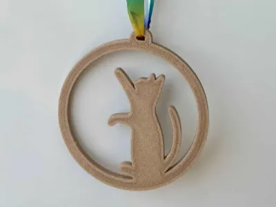 Wooden Cat Ornament - Macskás Fadísz