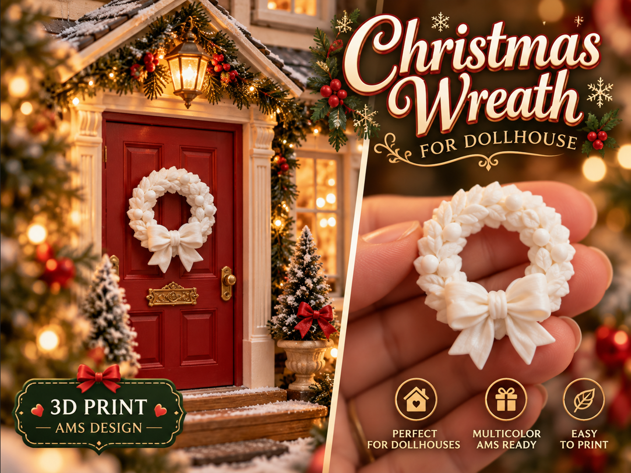 Mini Christmas Wreath for Dollhouse Door - 1