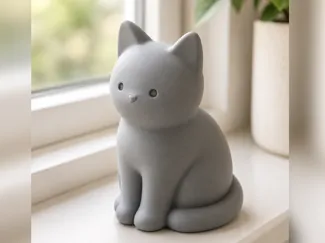 Minimalist 3D Printed Cat Figurine