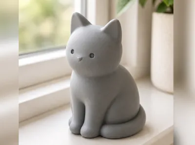 Minimalist 3D Printed Cat Figurine