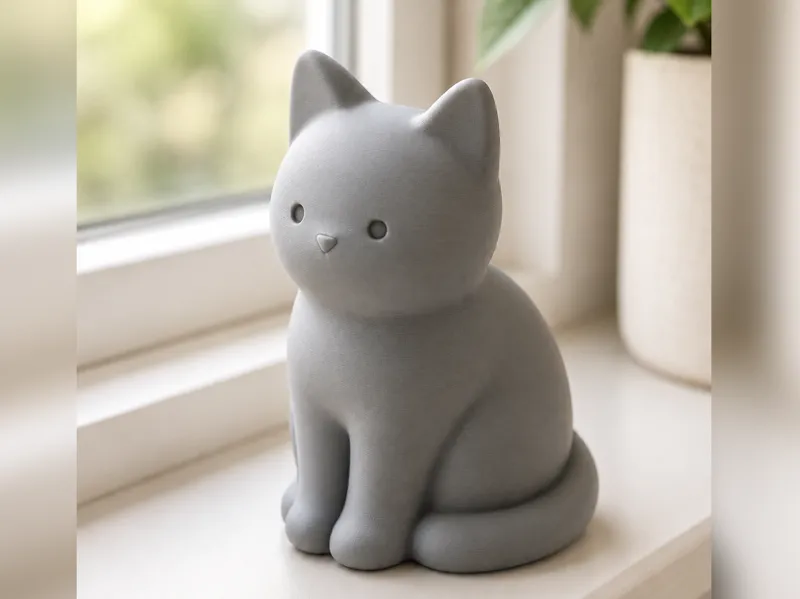Minimalist 3D Printed Cat Figurine