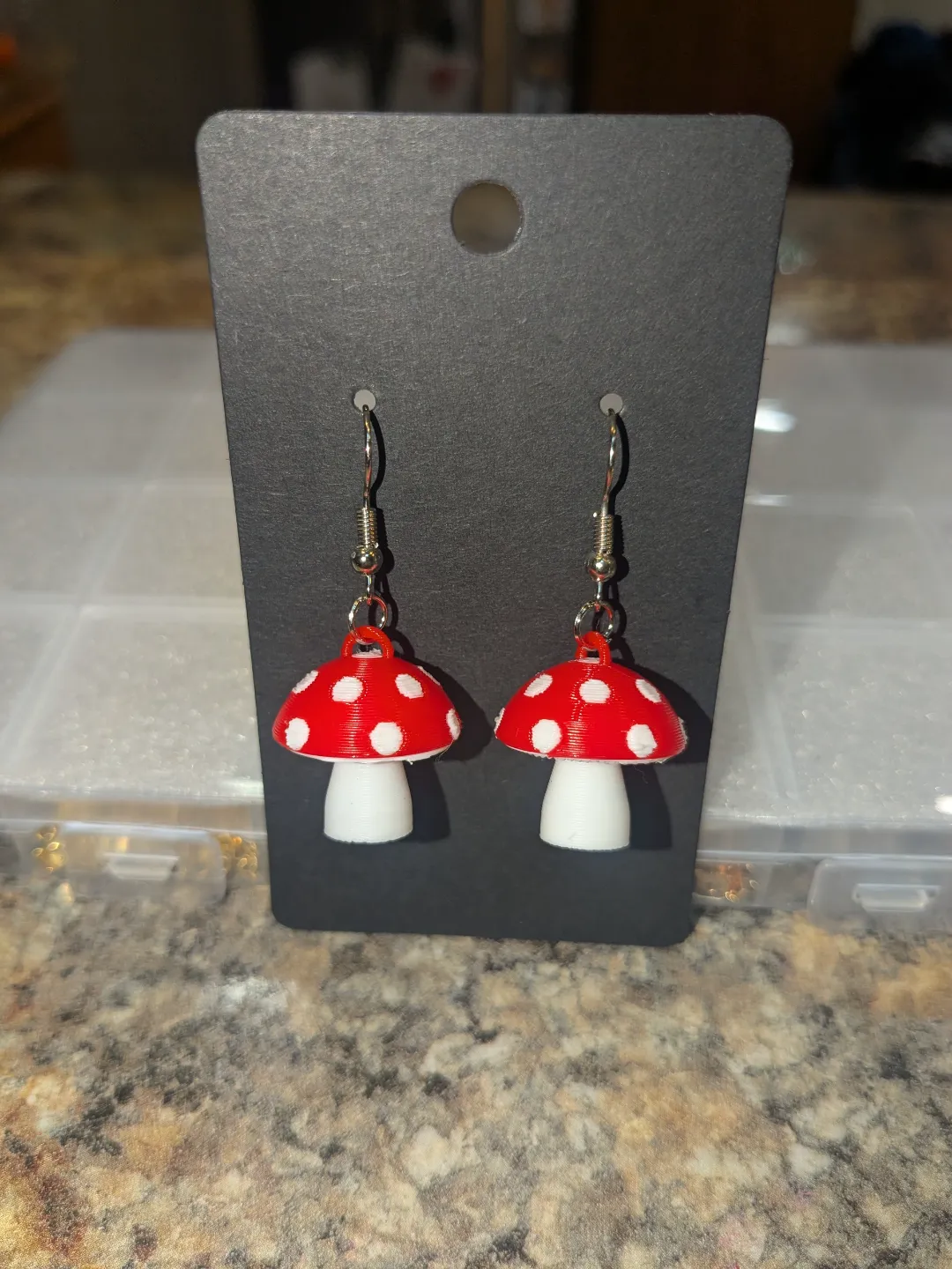 Tiny Mushroom Earrings view 2