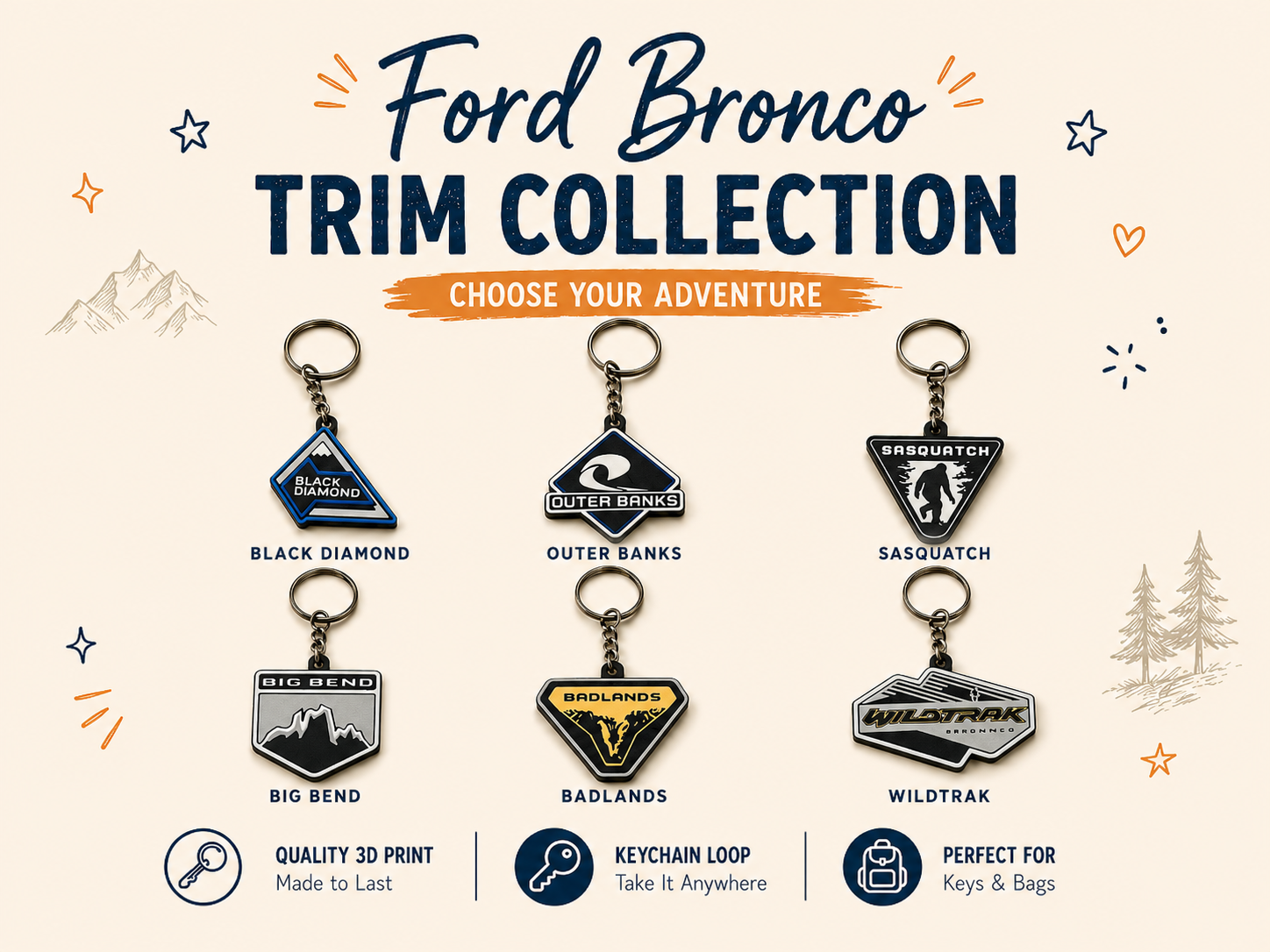 Bronco Emblem Keychains