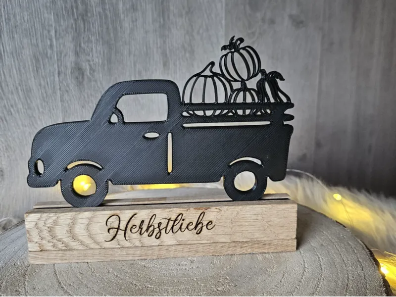 Einschieber Herbst LKW mit Kürbis