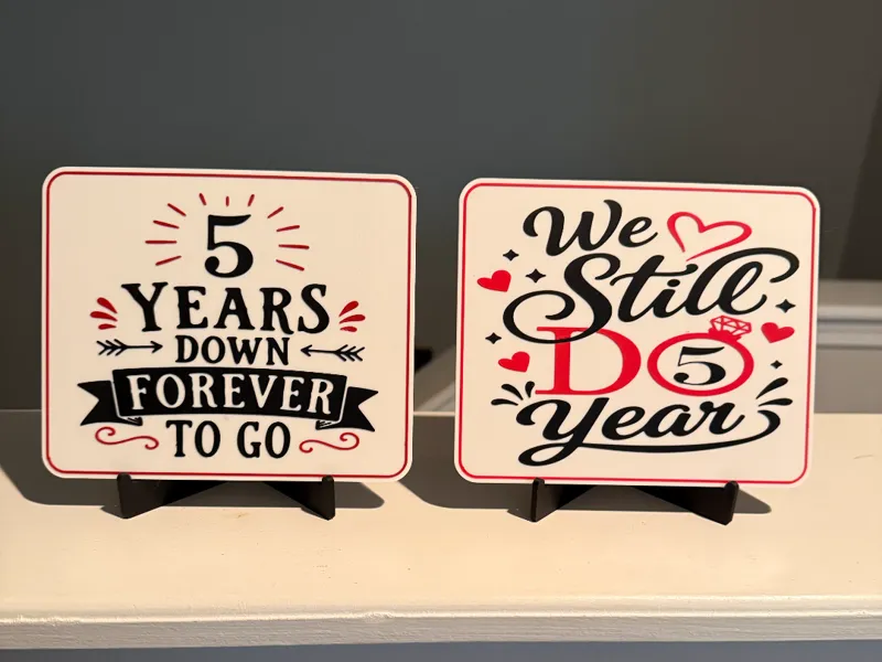 5th YEAR ANNIVERSARY SIGN AND COASTER