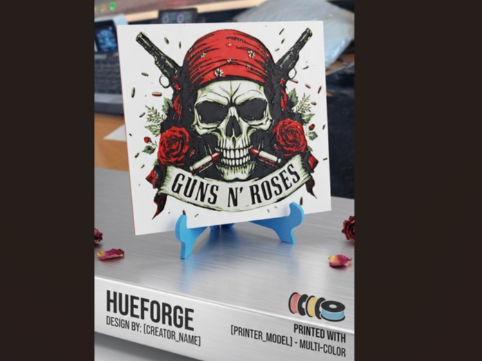 HueForge: Guns N Roses (Skull & Roses)