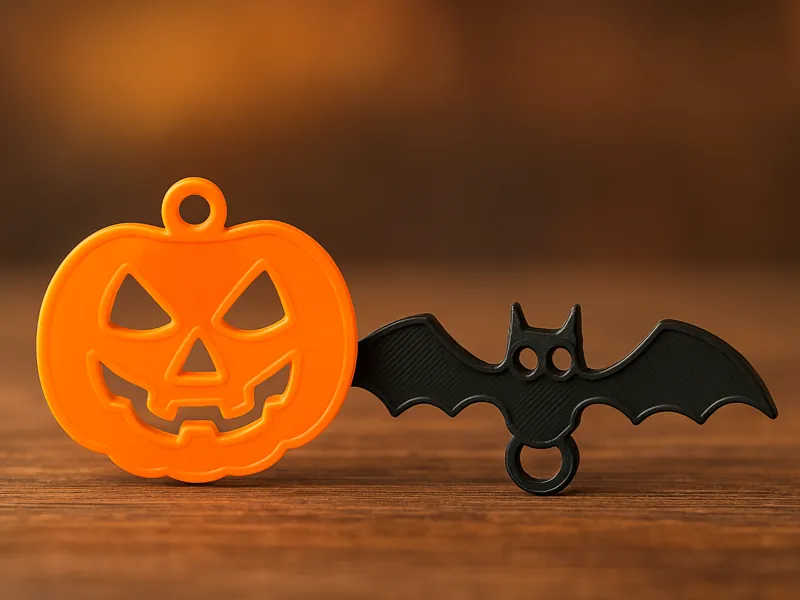 Halloween Keychains Set (Pumpkin & Bat)