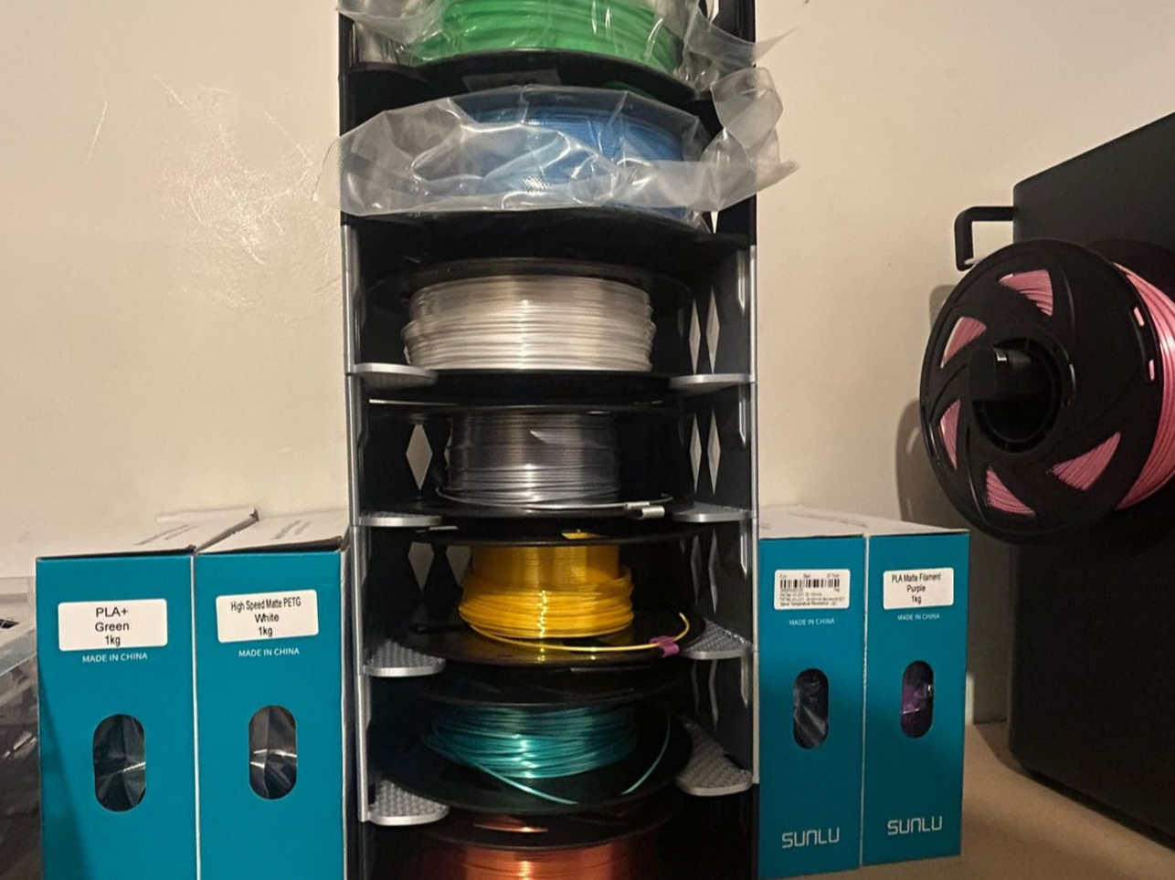 Stackable Filament Spool Rack – Modular Storage 
