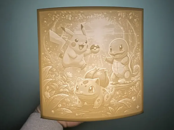Lithophane Pikachu, tableau lumineux