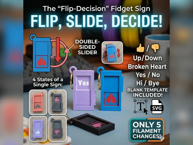 Flip-Decision Fidget Keychain Sign