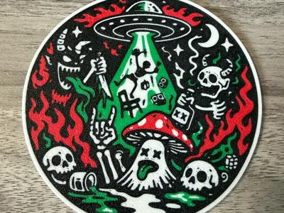Mushroom Space Party Coaster