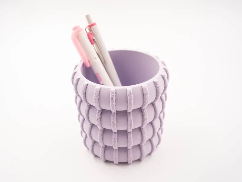 Twin Fuzzy Pattern Pen Holder - Design #2