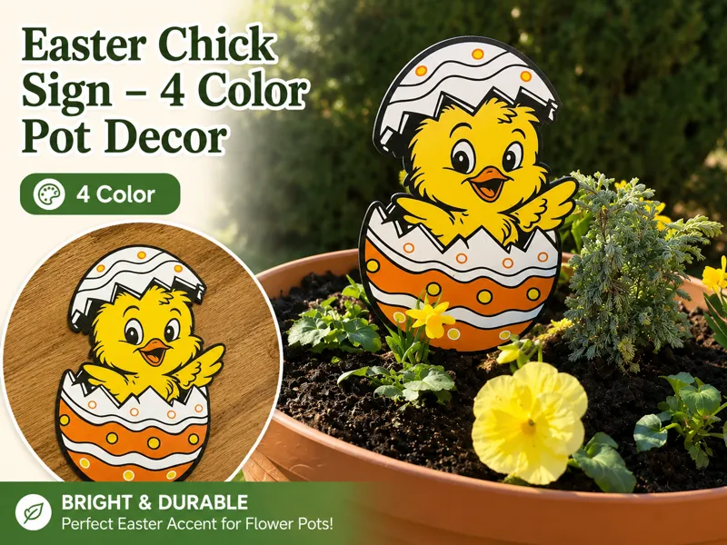 Easter Chick Sign – 4 Color Pot Decor
