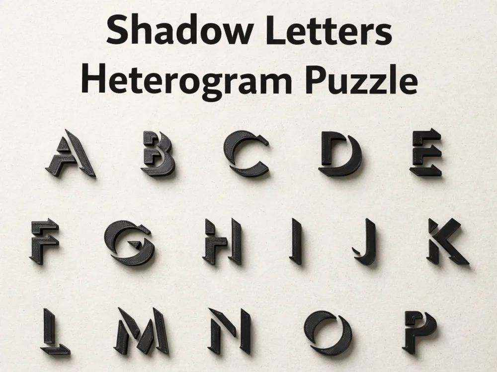 Shadow Letters Heterogram Puzzle - Brain Teaser - Free 3D Print Model ...
