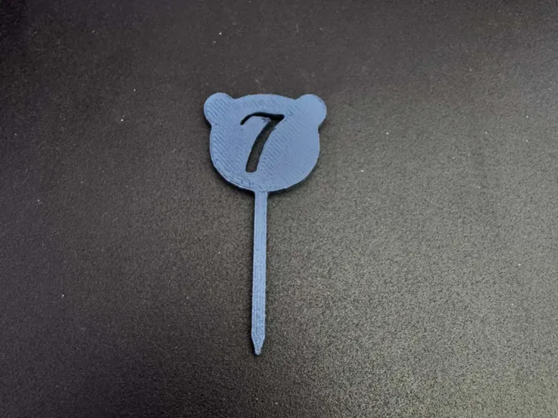 Cute Bear Number 7 Cupcake Topper
