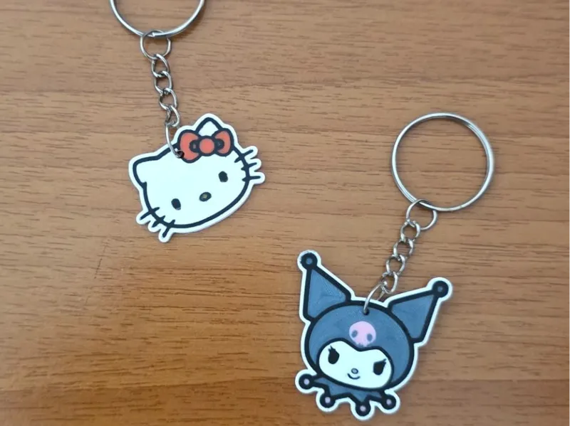 Kuromi and Hello Sanrio Keychains | 3D Printed 