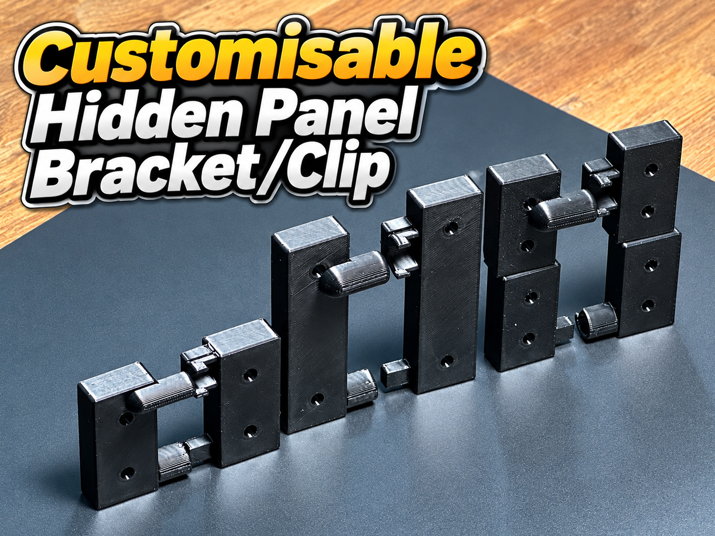 Hidden Panel Bracket / clip - Customisable 3D model