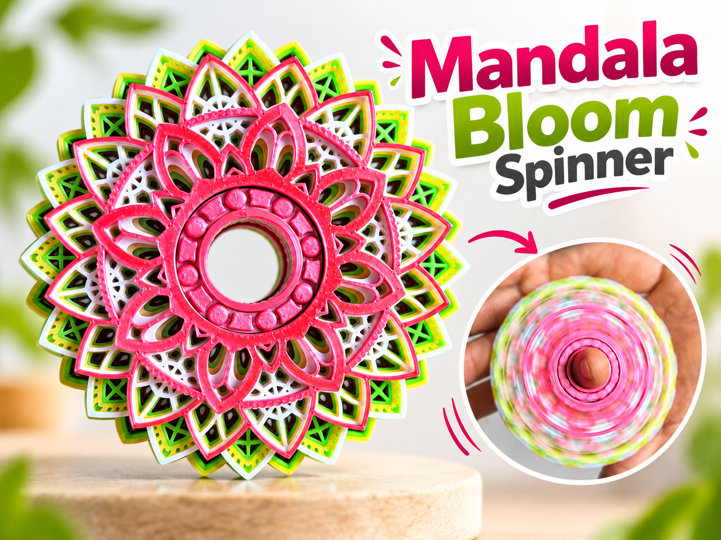 Mandala Bloom Spinner – Bearing Fidget Toy 3D model