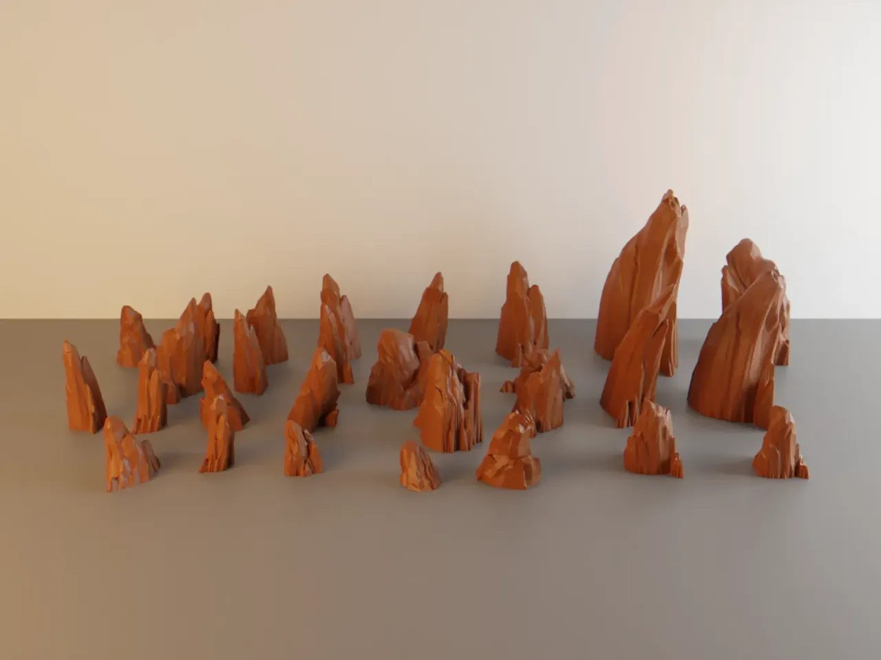 Scatter rocks collection terrain pieces view 4