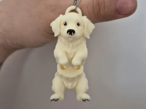Golden Retriever Keychain – Articulated pet friend view 4