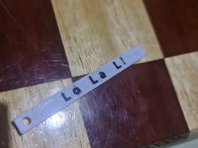 Keychain tag with double sided text