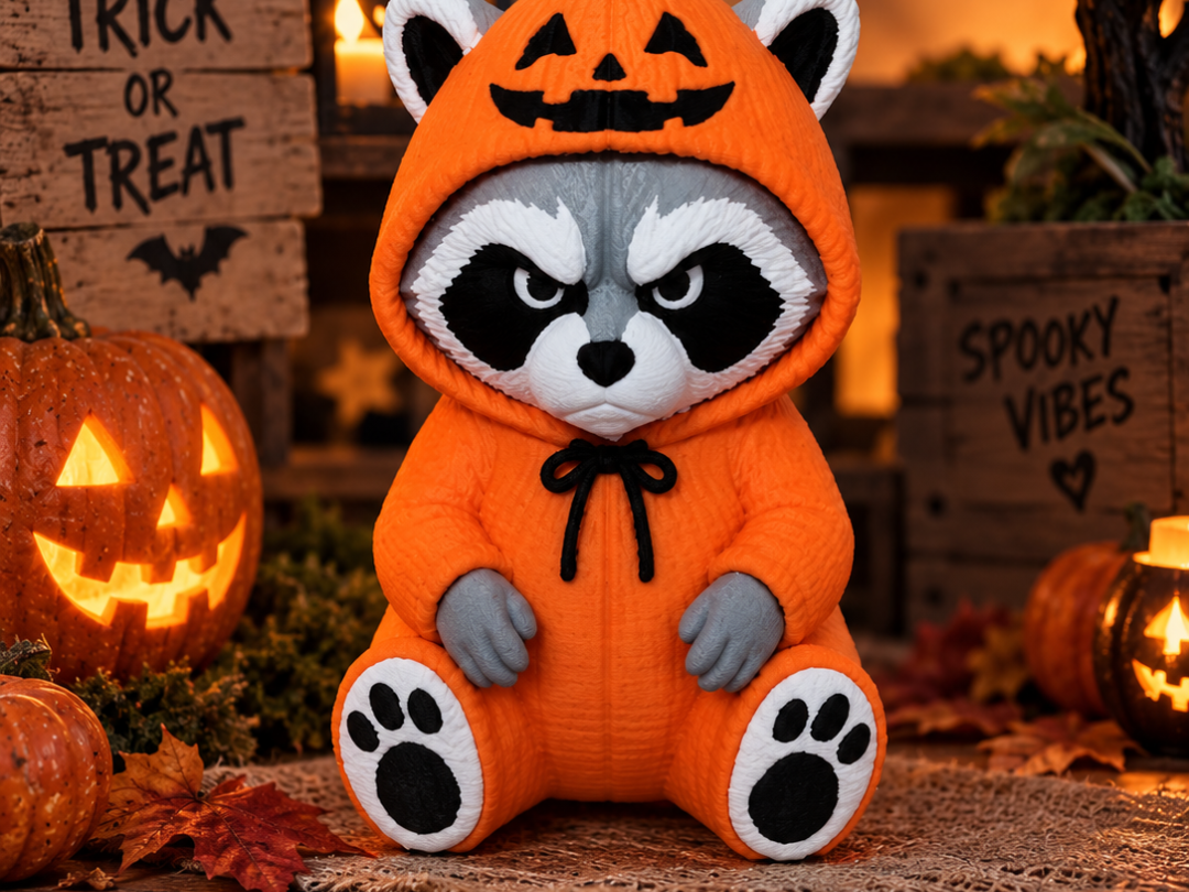 Grumpy Pumpkin Raccoon – Halloween Waschbär - 1