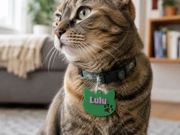 Dije o accesorio de collar: Customizable Cat Name Tag — vista de referencia 3