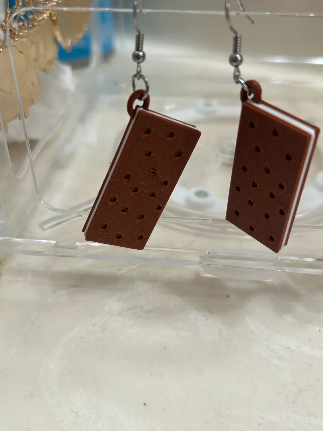 Ice-cream sandwich earrings view 2