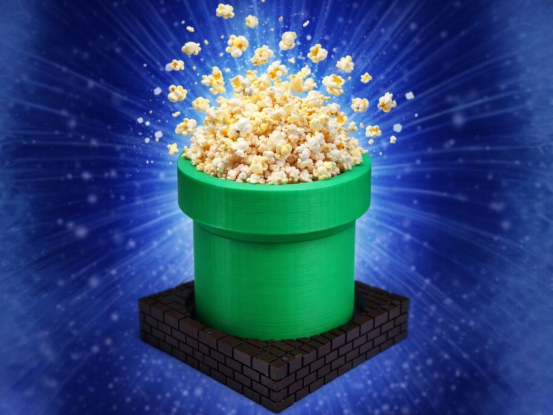 Popcorn Movie Bucket Warp Pipe Gaming Snack 