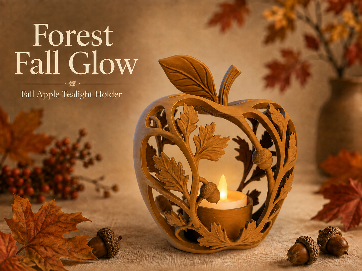 Forest Fall Glow - Apple LED Tealight Holder - 1
