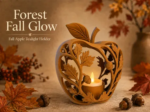 Accesorio de iluminación decorativa: Forest Fall Glow - Apple LED Tealight Holder — referencia de MakerWorld