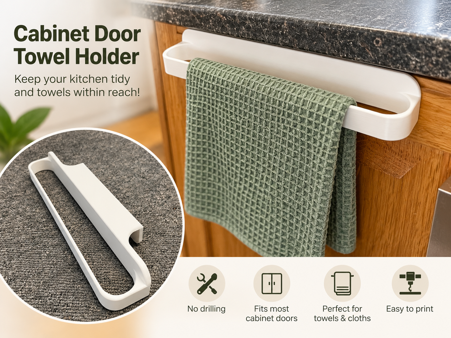 Cabinet Door Towel Holder - 3D printed Other House Models, in stock in India